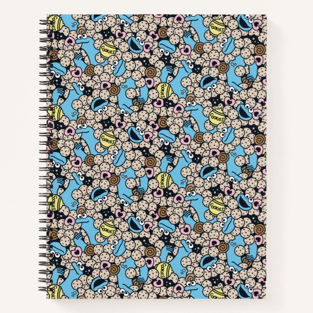 Sesame Sesame | Cookie Monster Doodle Pattern Notebook (Front)