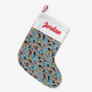 Sesame Sesame Cookie Monster Doodle Pattern Small Christmas Stocking