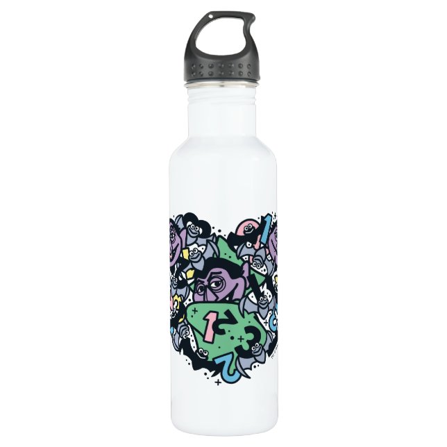 Sesame Sesame | Count von Count Doodle Heart 710 Ml Water Bottle (Front)