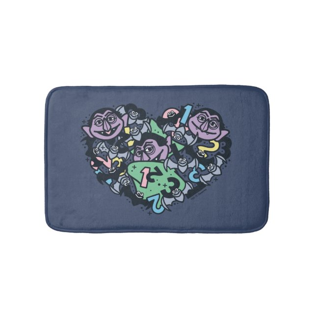 Sesame Sesame | Count von Count Doodle Heart Bath Mat (Front)