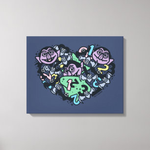 Sesame Sesame Count von Count Doodle Heart Canvas Print