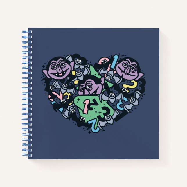 Sesame Sesame | Count von Count Doodle Heart Notebook (Front)