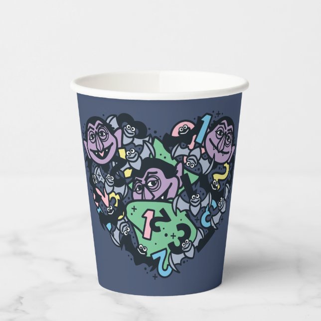 Sesame Sesame | Count von Count Doodle Heart Paper Cups (Left)