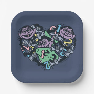Sesame Sesame   Count von Count Doodle Heart Paper Plate