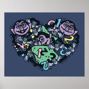 Sesame Sesame Count von Count Doodle Heart Poster