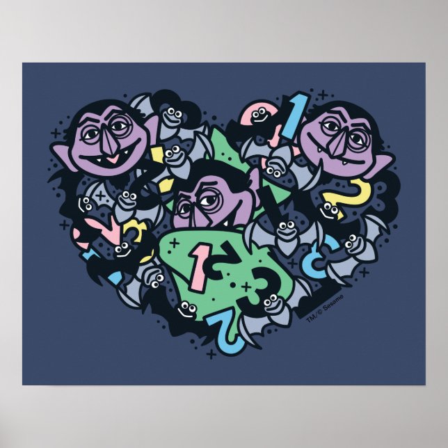 Sesame Sesame | Count von Count Doodle Heart Poster (Front)