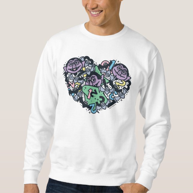 Sesame Sesame | Count von Count Doodle Heart Sweatshirt (Front)