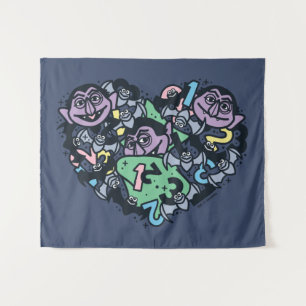 Sesame Sesame Count von Count Doodle Heart Tapestry