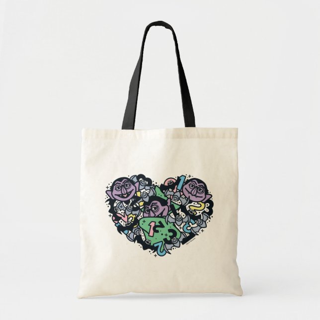 Sesame Sesame | Count von Count Doodle Heart Tote Bag (Front)