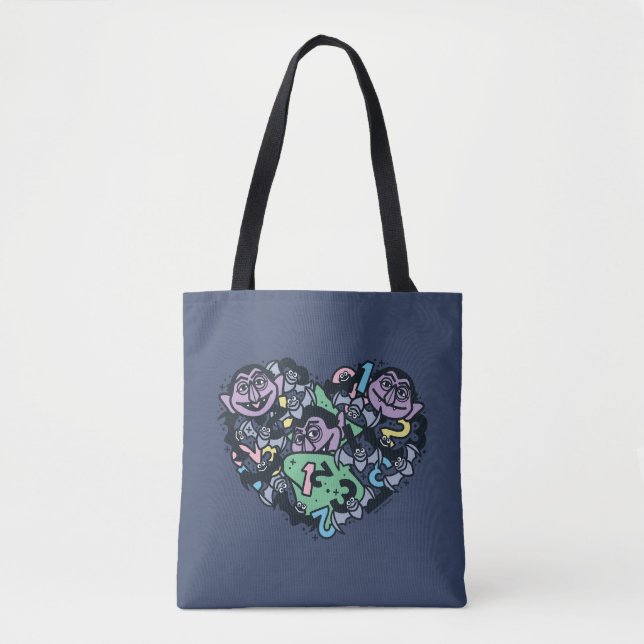 Sesame Sesame | Count von Count Doodle Heart Tote Bag (Front)