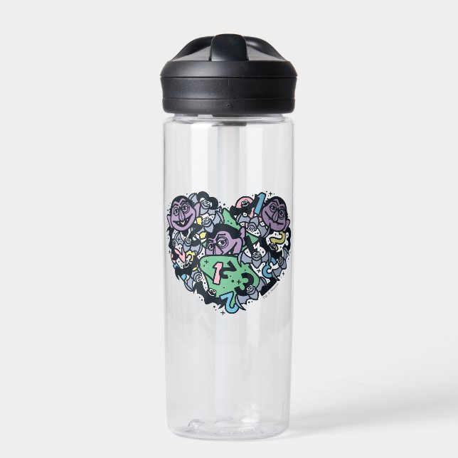 Sesame Sesame | Count von Count Doodle Heart Water Bottle (Front)