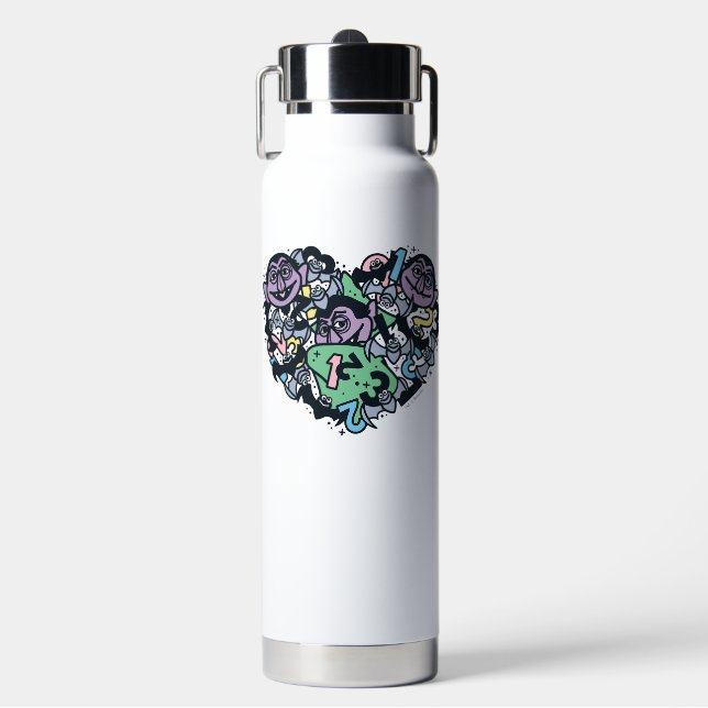 Sesame Sesame | Count von Count Doodle Heart Water Bottle (Front)