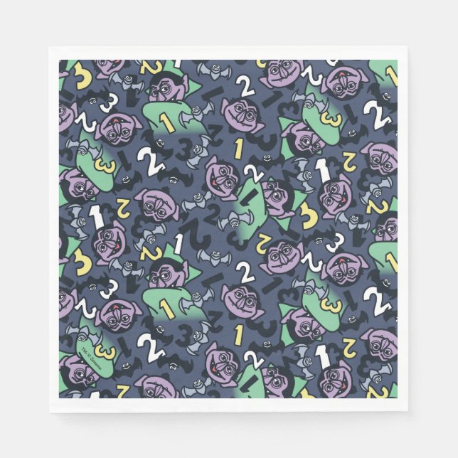 Sesame Sesame | Count von Count Doodle Pattern Napkin (Front)