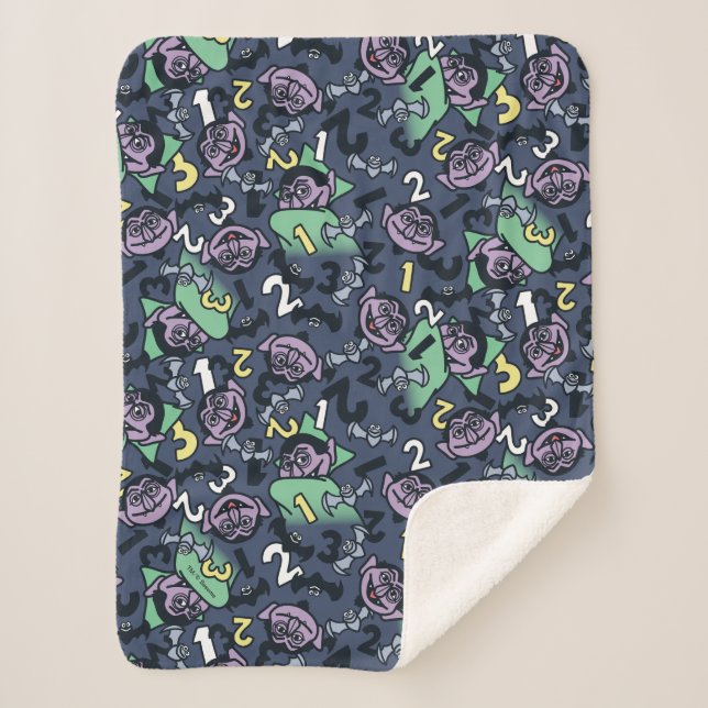 Sesame Sesame | Count von Count Doodle Pattern Sherpa Blanket (Front)