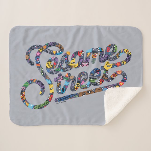 Sesame Sesame | Doodle Logo Sherpa Blanket (Front (Horizontal))