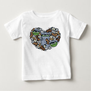 Sesame Sesame   Oscar the Grouch Doodle Heart Baby T-Shirt