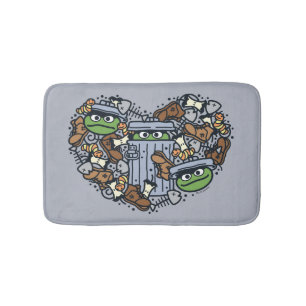 Sesame Sesame Oscar the Grouch Doodle Heart Bath Mat