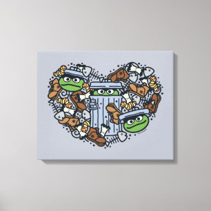 Sesame Sesame Oscar the Grouch Doodle Heart Canvas Print