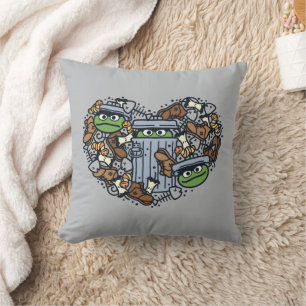 Sesame Sesame   Oscar the Grouch Doodle Heart Cushion