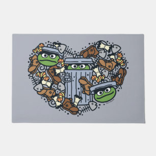 Sesame Sesame   Oscar the Grouch Doodle Heart Doormat