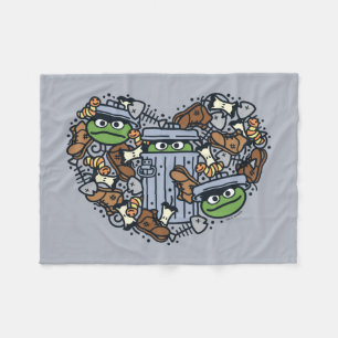 Sesame Sesame   Oscar the Grouch Doodle Heart Fleece Blanket