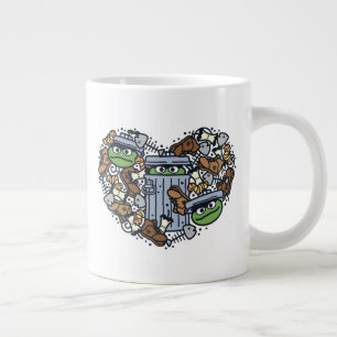 Sesame Sesame Oscar the Grouch Doodle Heart Large Coffee Mug