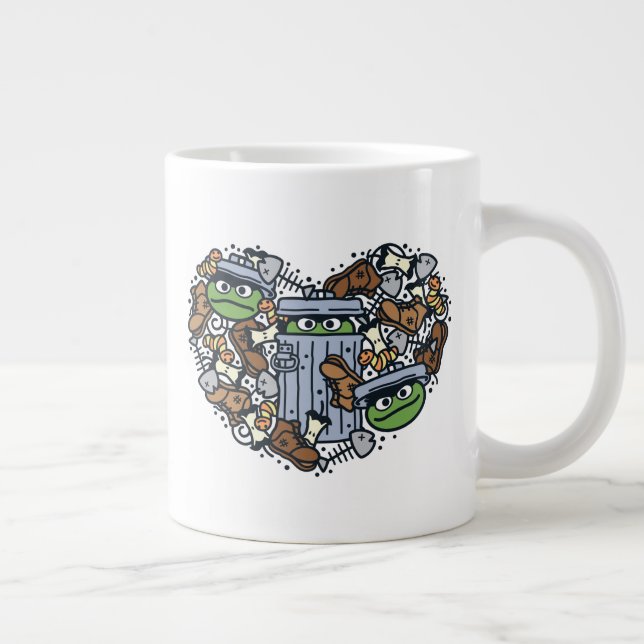 Sesame Sesame | Oscar the Grouch Doodle Heart Large Coffee Mug (Right)