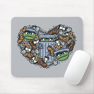 Sesame Sesame   Oscar the Grouch Doodle Heart Mouse Mat