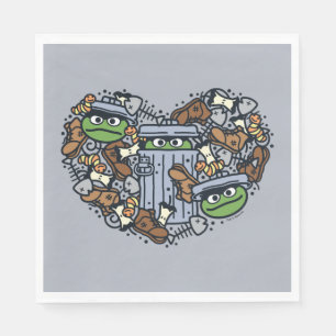 Sesame Sesame   Oscar the Grouch Doodle Heart Napkin