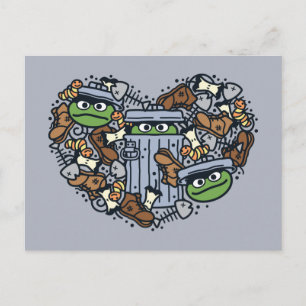 Sesame Sesame   Oscar the Grouch Doodle Heart Postcard
