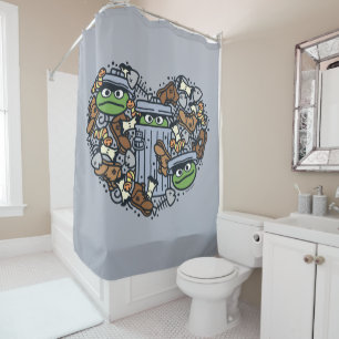 Sesame Sesame Oscar the Grouch Doodle Heart Shower Curtain