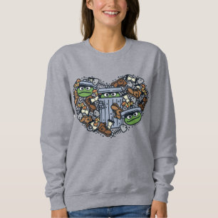 Sesame Sesame   Oscar the Grouch Doodle Heart Sweatshirt