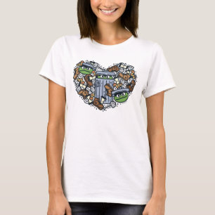 Sesame Sesame Oscar the Grouch Doodle Heart T-Shirt
