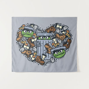 Sesame Sesame Oscar the Grouch Doodle Heart Tapestry