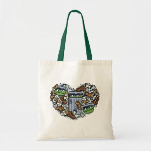 Sesame Sesame   Oscar the Grouch Doodle Heart Tote Bag