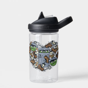 Sesame Sesame Oscar the Grouch Doodle Heart Water Bottle