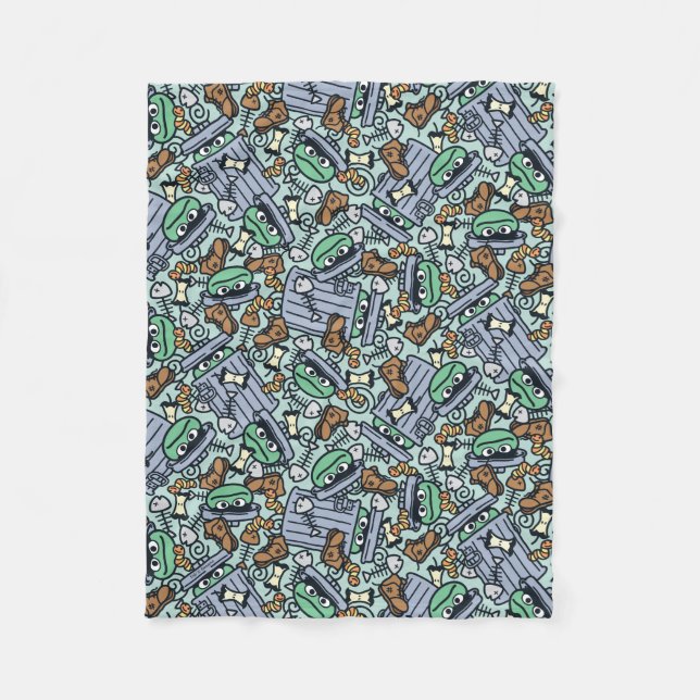 Sesame Sesame | Oscar the Grouch Pattern Fleece Blanket (Front)