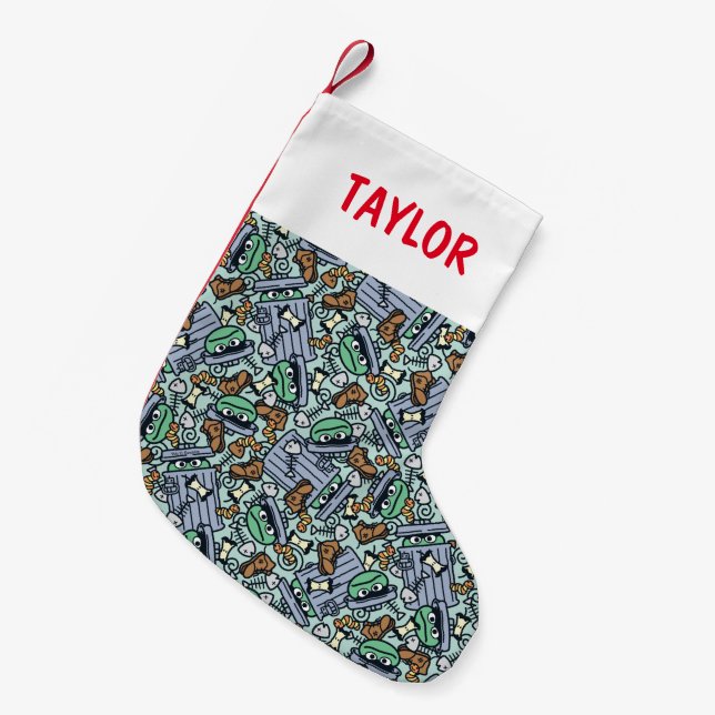 Sesame Sesame | Oscar the Grouch Pattern Small Christmas Stocking (Front (Hanging))