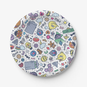 Sesame Sesame   Sesame Pals Doodle Pattern Paper Plate