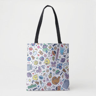 Sesame Sesame   Sesame Pals Doodle Pattern Tote Bag