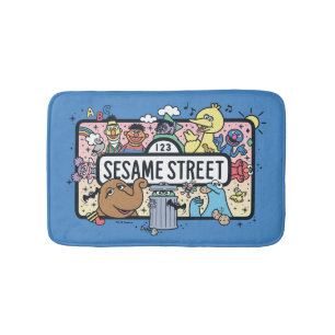 Sesame Sesame Sesame Pals Doodle Sign Bath Mat