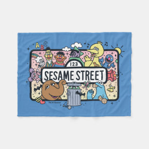 Sesame Sesame Sesame Pals Doodle Sign Fleece Blanket