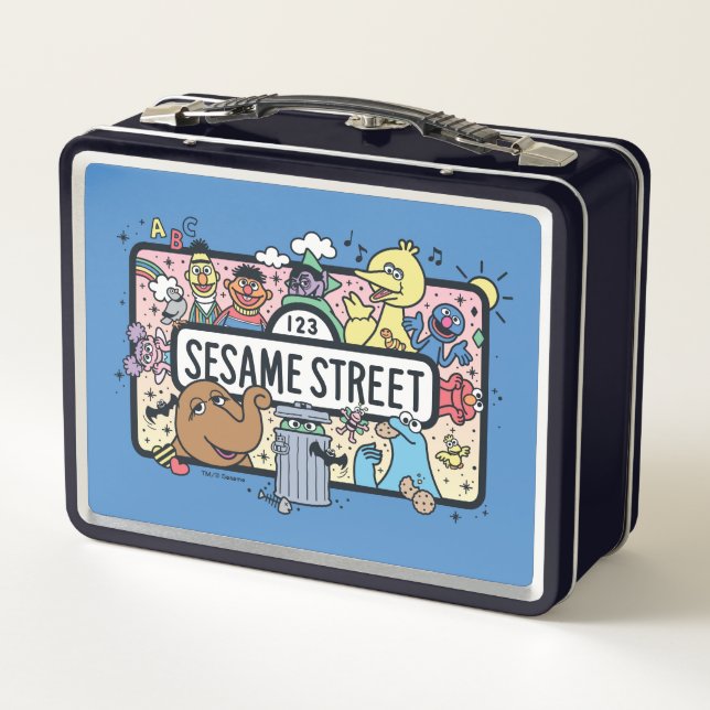 Sesame Sesame | Sesame Pals Doodle Sign Metal Lunch Box (Back)