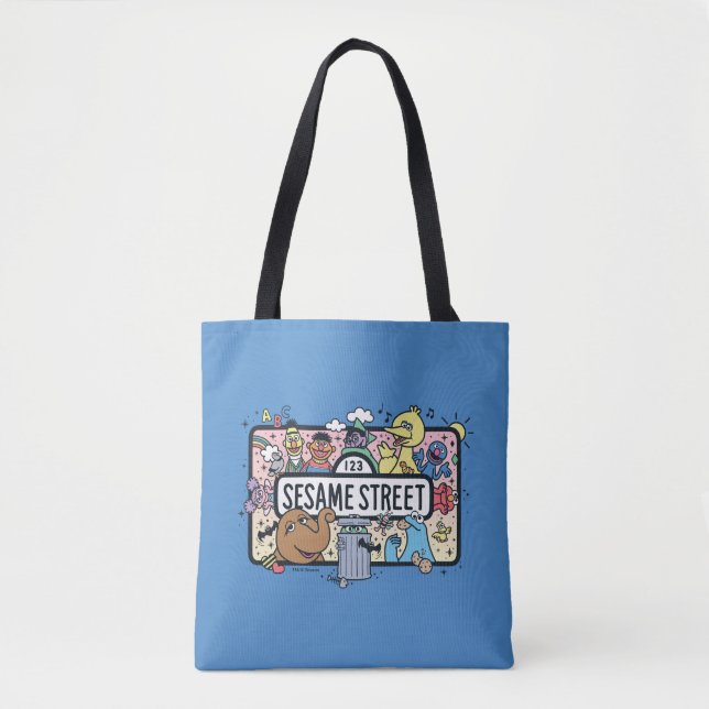 Sesame Sesame | Sesame Pals Doodle Sign Tote Bag (Front)