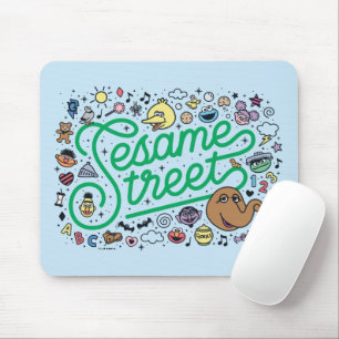 Sesame Sesame Sesame Street Green Doodle Script Mouse Mat