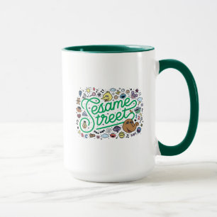 Sesame Sesame Sesame Street Green Doodle Script Mug