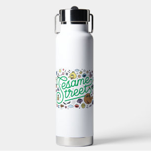 Sesame Sesame Sesame Street Green Doodle Script Water Bottle