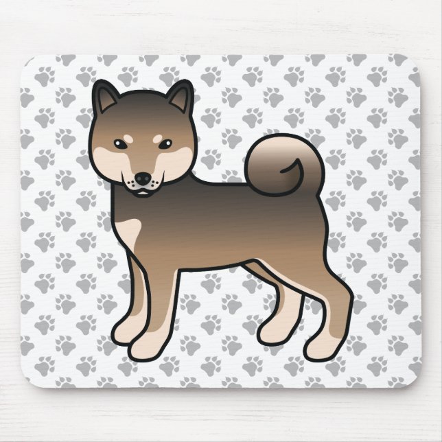 Sesame Shiba Inu Cartoon Dog & Paws Mouse Mat (Front)