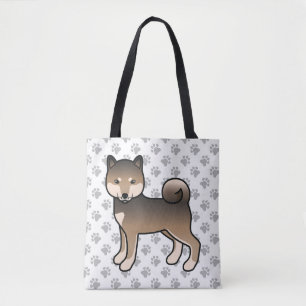 Sesame Shiba Inu Cute Cartoon Dog & Paws Tote Bag