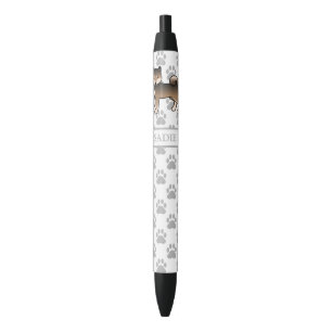 Sesame Shiba Inu Cute Dog And Paws & Name Black Ink Pen
